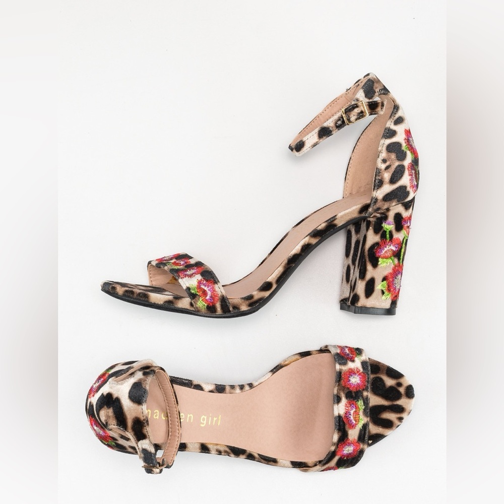 Madden girl leopard floral heel size 6.5